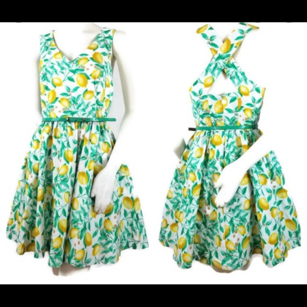 Elle  Lemon Dress., Summer/spring with pockets, lined skirt.